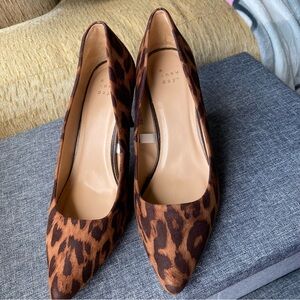 A New Day Brown Heels with Leopard Print